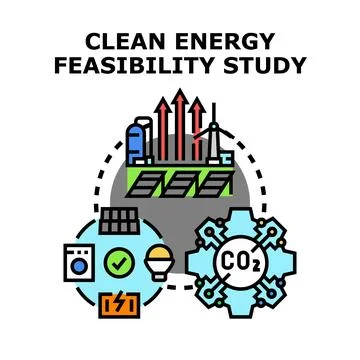 Clean energy feasibility study development calculation diagram Stock Illustration