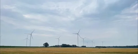 Clean Energy Generation: Wind Turbines Environmental Sustainability Rural Fields Stock Footage 280902129