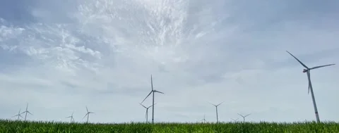 Clean Energy Generation: Wind Turbines Environmental Sustainability Rural Fields Stock Footage 280903249