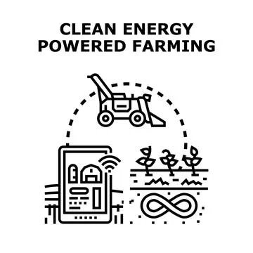 Clean energy powered farming with smart technology Stock Illustration