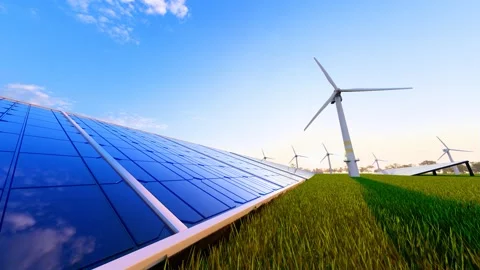 Clean Energy Solar and Wind Power Generation Stock Footage 333395836