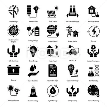 Clean Energy Solid Icons Pack: Graphic #108474869