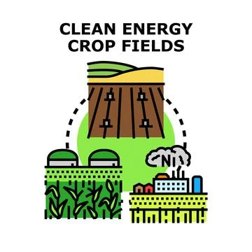 Clean energy system from crop fields development Stock Illustration
