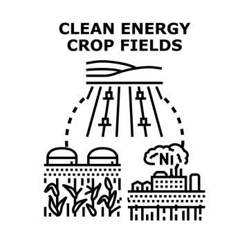 Clean energy system from crop fields development Stock Illustration