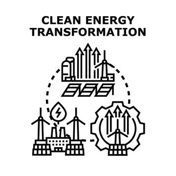 Clean energy transformation concept with renewable power sources Ilustración de archivo