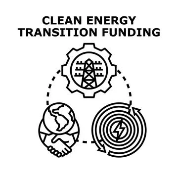 Clean energy transition funding vector illustrating global collaboration Illustrazione stock