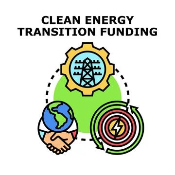 Clean energy transition funding vector illustrating global collaboration Illustrazione stock