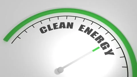 Clean energy value measuring device with arrow and scale. Green grass. 3D render Stock Footage 254227020