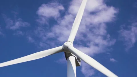 Clean Energy Wind Farm Generating Power in Bulgaria’s Mountains on a Cloudy Blue Video stock 313045517