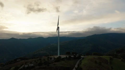 Clean energy wind generator. Aerial view Stock Footage 264059252