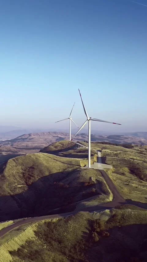 Clean energy, windmills, vertical short video, social media ecology cover Stock Footage 283344916