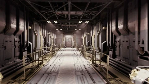 Clean engineering pathway with structured supports and cable systems Stock Footage 331397622