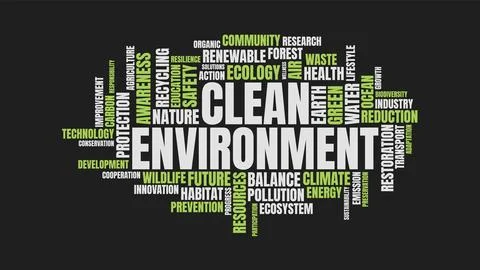 Clean environment word cloud vector illustration with green ecology and sus.. 库存插图