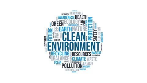 Clean Environment Word Cloud Vector Design with Ecology and Nature Concepts Stockillustratie