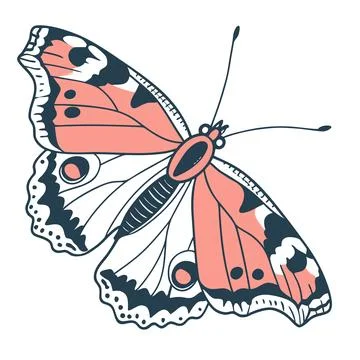 Clean Flat Design Butterfly Vector Stock Illustration