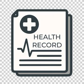 Clean Flat Design Health Record Document With Medical Cross and Heartbeat Line イラスト素材