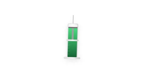 A clean flat vector animation of a medical syringe filling and emptying wit.. Видео 346202368