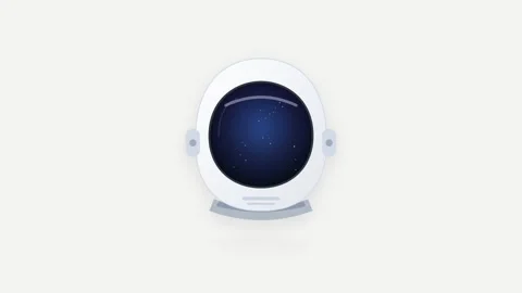 A clean flat vector illustration of a space helmet centered on an off-white.. Видео 346202329