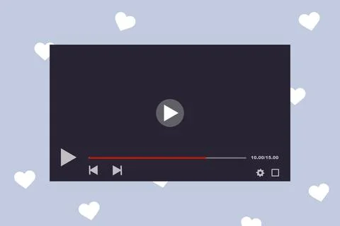 A clean flat vector illustration of a video player window featuring standar.. Foto stock