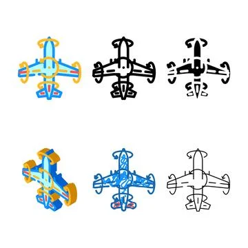 Clean flight control system aeronautical engineer color icon vector 스톡 일러스트