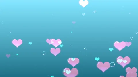 Clean Floating Hearts against the blue background Stock Footage 236408368