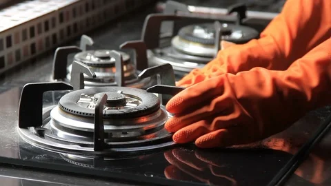 Clean gas stove at kitchen 動画素材 94501014