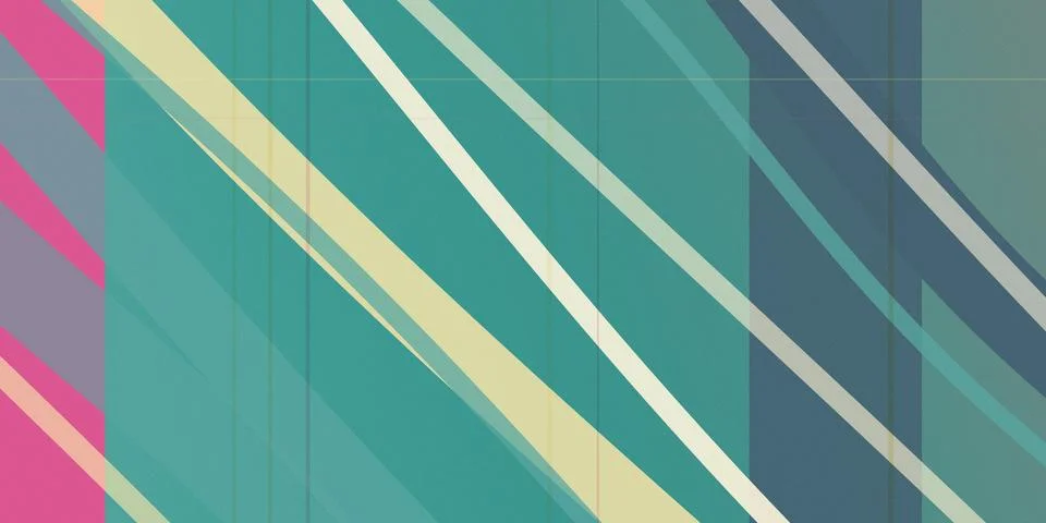 A clean geometric diagonal stripe pattern in teal, pink and blue creates a .. Stock Illustration