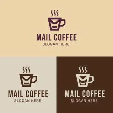 A clean geometric mail coffee logo design that cleverly integrates an envel.. Stock Illustration
