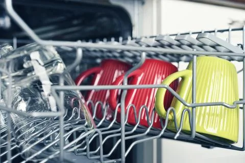 Clean glasses and cups Stock Photos
