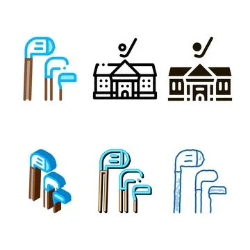 Clean golf putters icon vector outline Stock Illustration