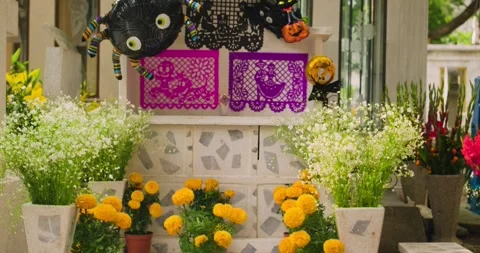 Clean grave decorated for Dia de los Muertos Stock Footage 316742525