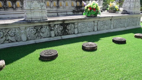 Clean-green-artificial-grass-lawn-in-public-park-background Stock Footage 345324257
