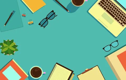 Clean Green Work Desk with Copy Space in the Middle Illustrazione stock