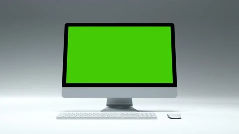 Clean Greenscreen Desktop Computer for e business Site or Game App Mockup Studio 库存影片 132770515