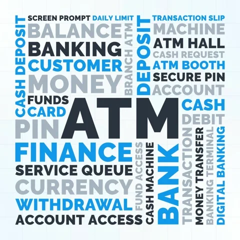 Clean Grid ATM Word Cloud Animation Shameless Loop. ATM Kinetic Typography .. 库存影片 341688687