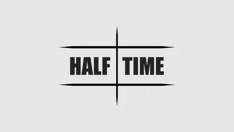 A clean half time text divider with crossed lines on white background. Stock Footage 337080990