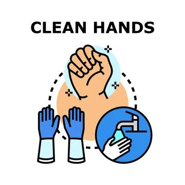 Clean hands and protective gloves concept Stock Illustration