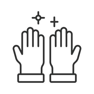 Clean hands icon in line design. hands wash hygiene clean care protection health Stock Illustration