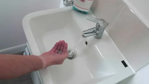 Clean hands wash under running water in compliance to Covid 19 safety. Stock Footage 340617188