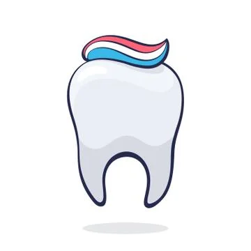 Clean healthy human tooth with toothpaste. Stock Illustration