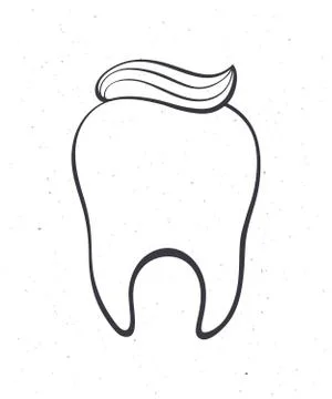 Clean healthy human tooth with toothpaste. Outline. Vector illustration Stock Illustration