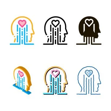 Clean heart and brain work icon vector outline Stock Illustration