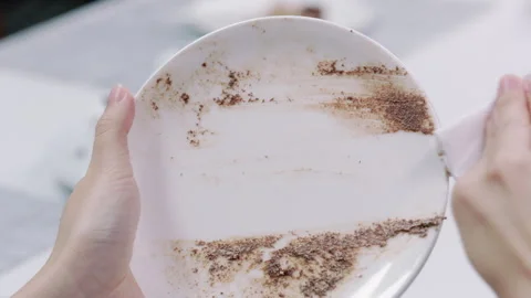 Clean  heavycream on Dish by tissue Paper Slowmotion Stock-Footage 242829678