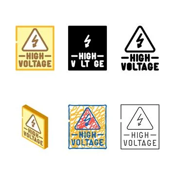 Clean high voltage warning electric color icon vector Stock Illustration