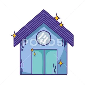 Clean house with roof and door design Stock Illustration
