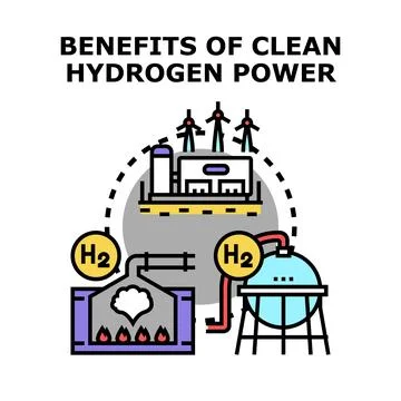 Clean hydrogen power producing and storing alternative energy Stock Illustration