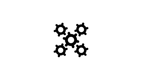 Clean icon illustration showing interlocking gear cogs wheel animation Stock Footage 335541526