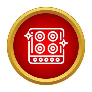 Clean induction cooktop shining icon on red background Stock Illustration