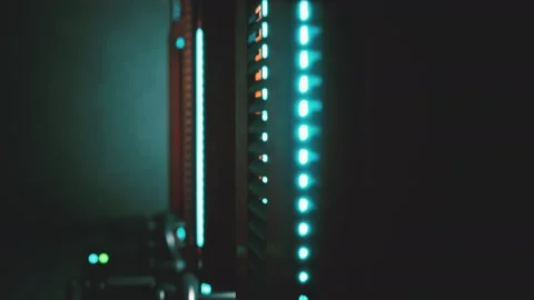 Clean industrial interior of a data server room with servers Stock Footage 197776447