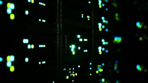 Clean industrial interior of a data server room with servers Stock Illustration